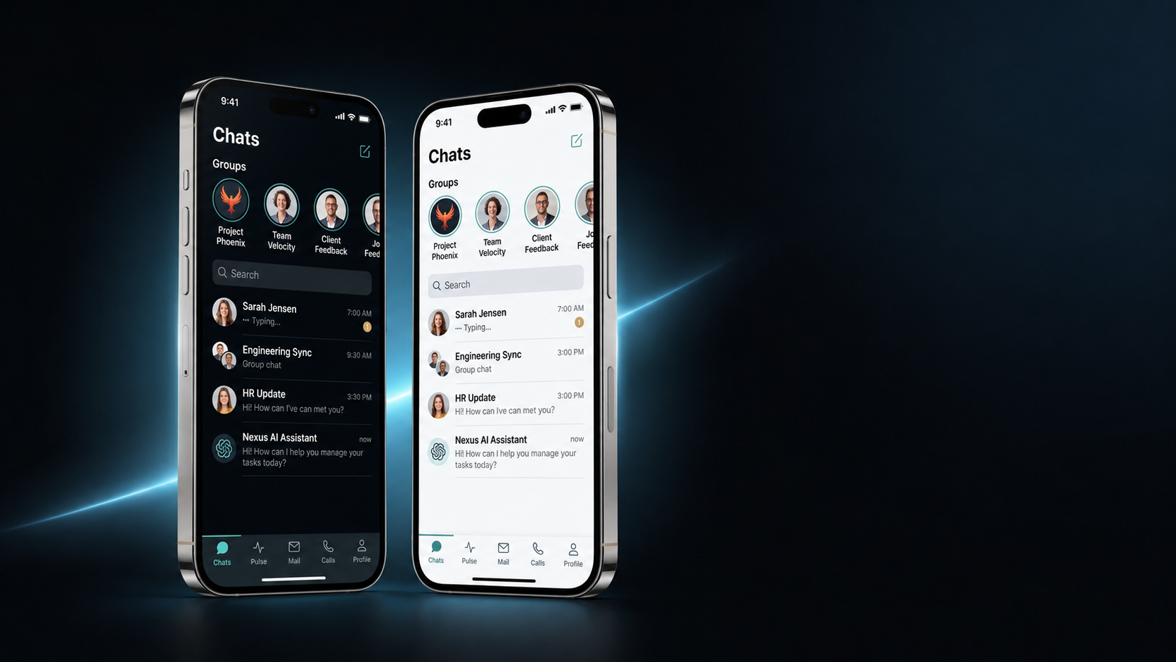 Nexus app preview showing connected communication workspace
