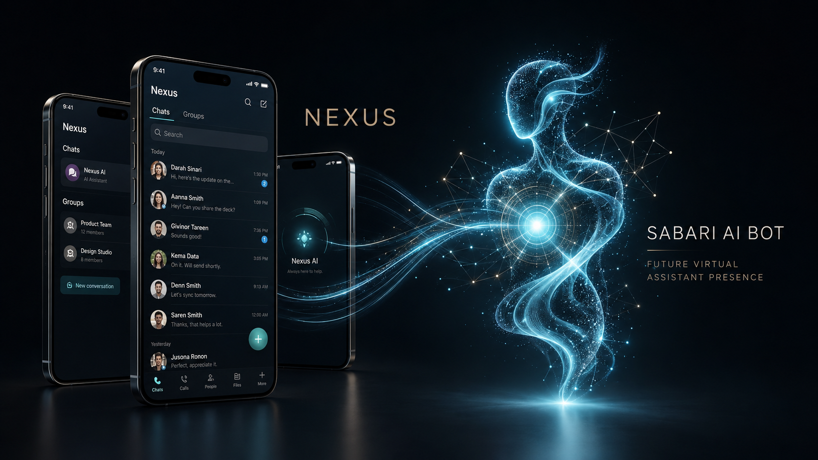 Nexus app connected with Sabari AI Bot virtual assistant